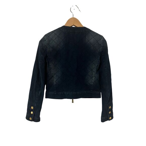 Michael Kors Quilted Denim Jacket with Gold Accents – Size XS - Picture 5 of 12